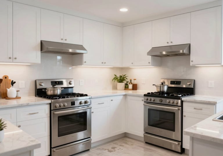 A clean, bright, and professionally restored modern kitchen in a Florida home, showing the high-quality results after water damage remediation.