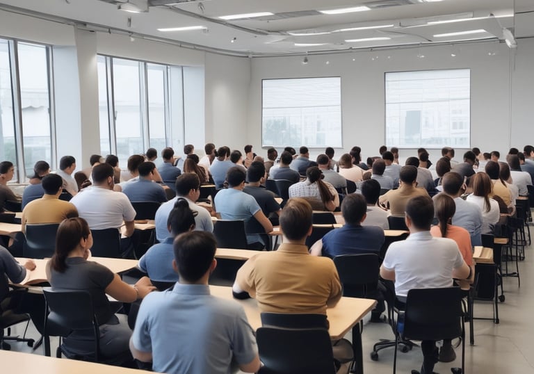 Trainer conducting a workplace safety training session with employees.
