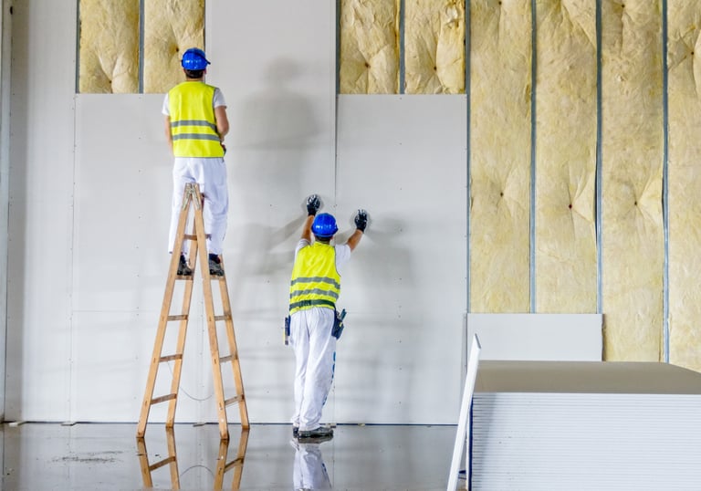 Forros de gesso, paredes de drywall, Isolamento acústico e térmico
