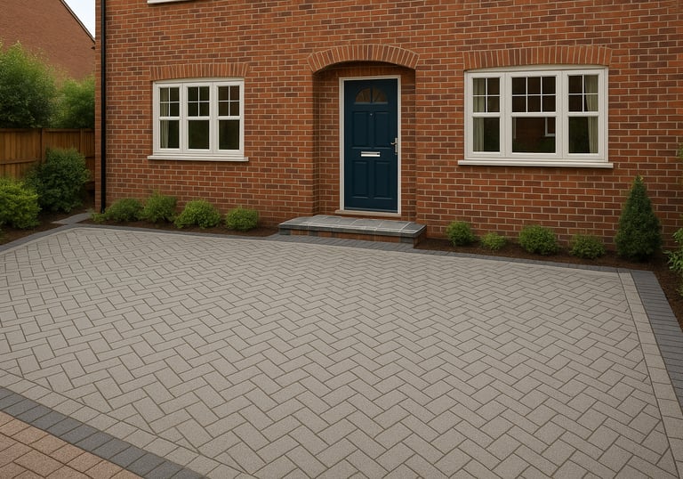 A photo of a Morpeth Builders new driveway and paving completed project.