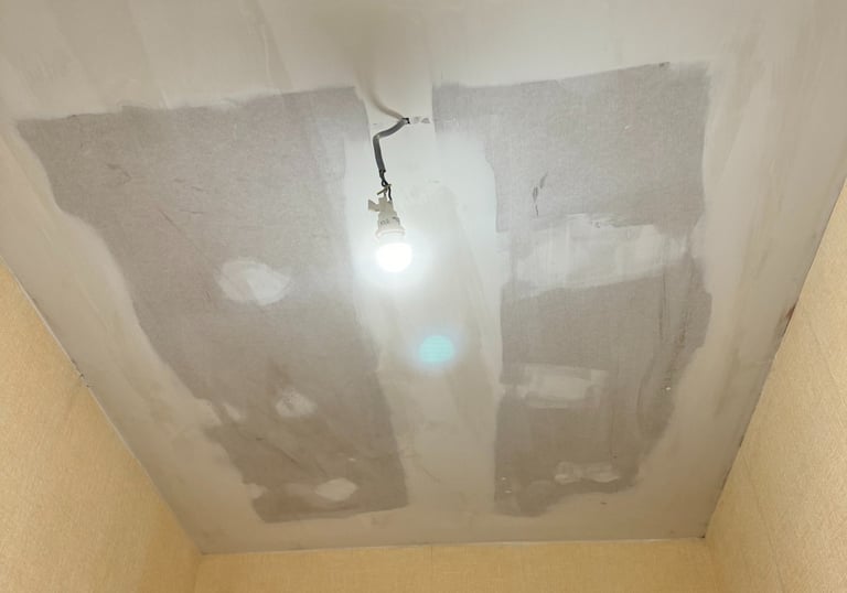 Plafond rénnové avec bandes apparentes