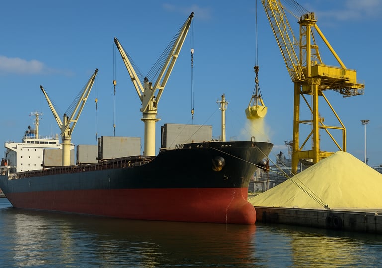 a large ship in the water with a crane in the background