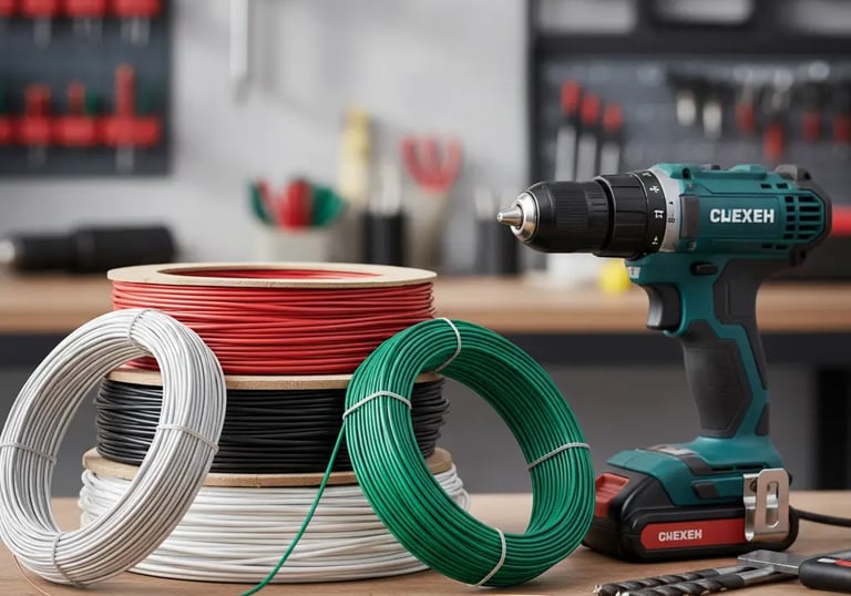 Electrician in Coventry wires rolls with drill machine