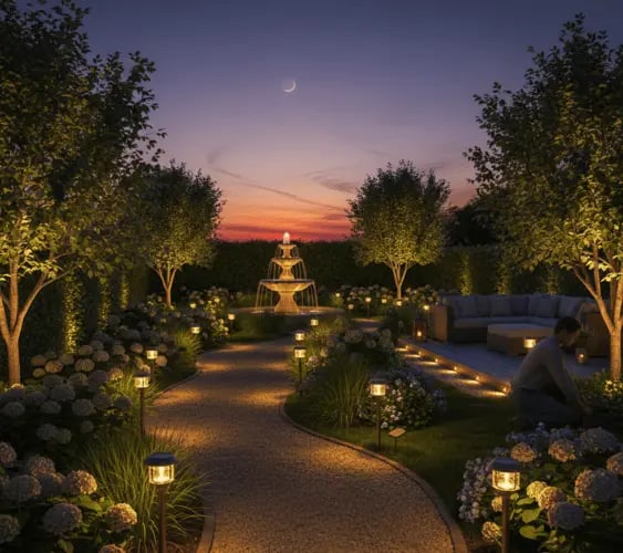 Garden lights installer in Bedworth installed solar lights