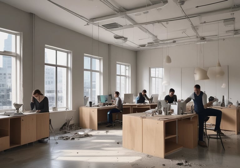 A modern home renovation showcasing before and after images.