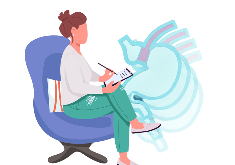 a woman sitting in a chair with a laptop and a tablet