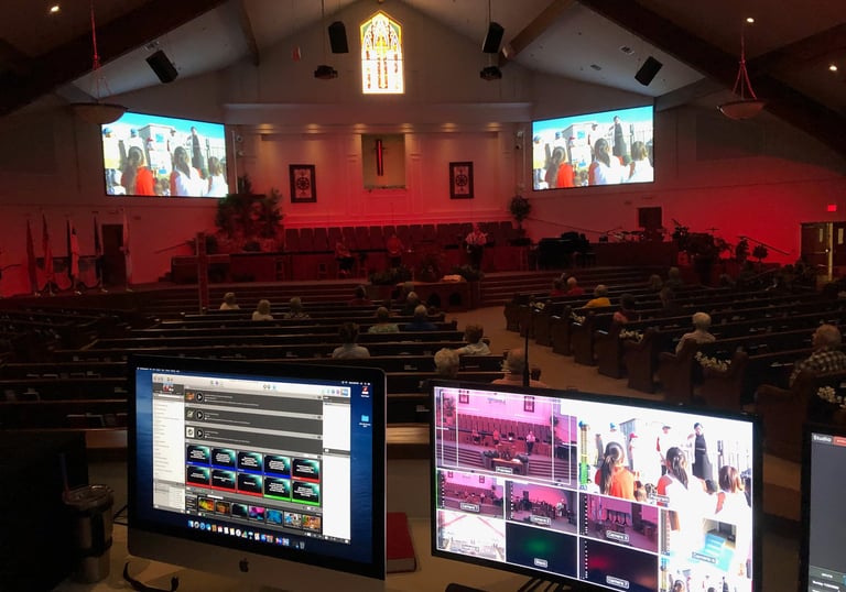 Live camera system installed in a church