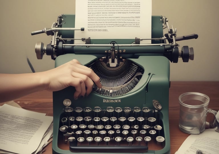 Close-up of a gold-embossed leather-bound book lying next to a charcoal pen on a white desk.