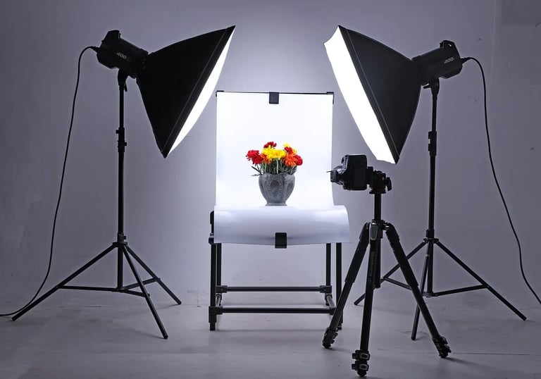 a photo of a flower arrangement in a studio