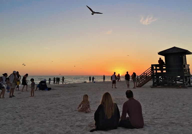 watching the sun set on Siesta Key