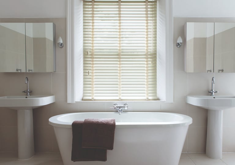 Faux wood Venetian blinds