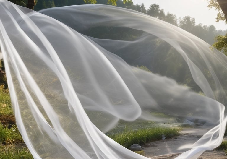 Sunlight streaming through a window with a curtain gently blowing in the breeze.