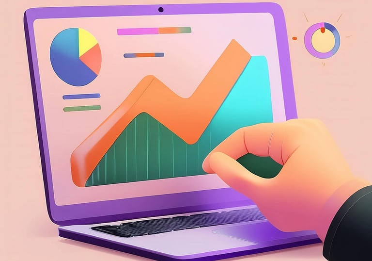a person pointing at a laptop computer screen