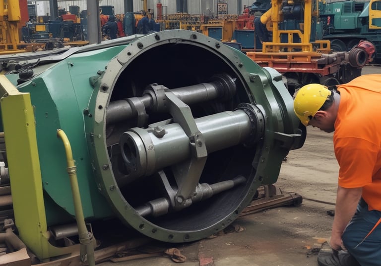 A technician performing repairs on industrial machinery.
