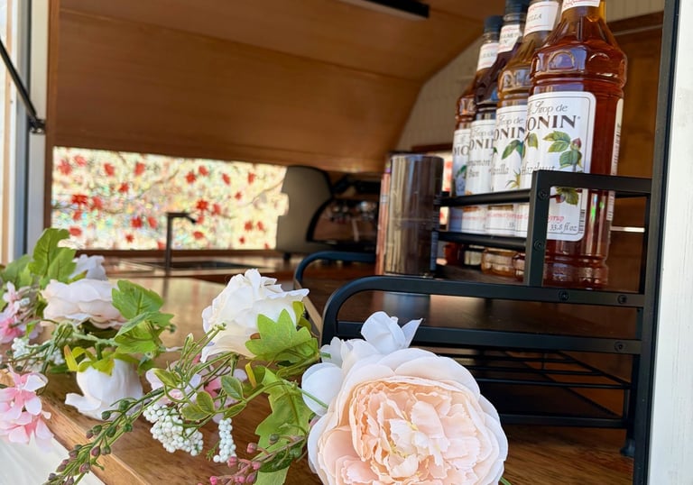 Mobile espresso bar setup for a wedding in Fort Collins Colorado