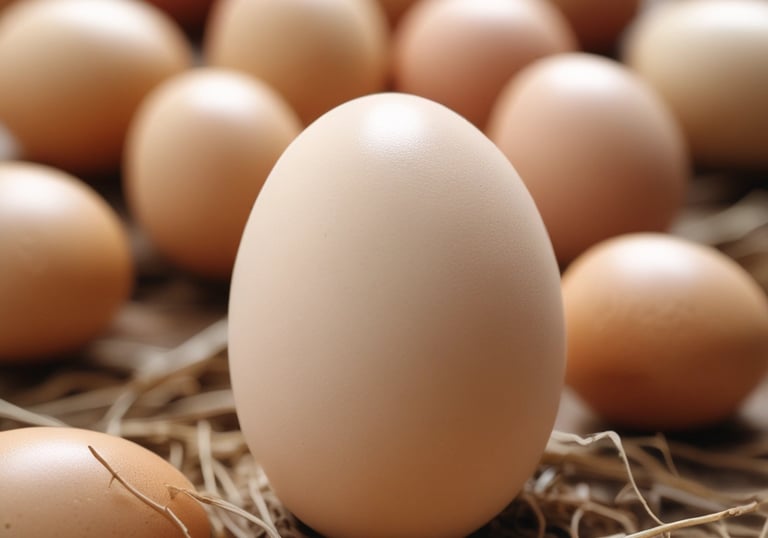 a large egg egg laying on hay with eggs