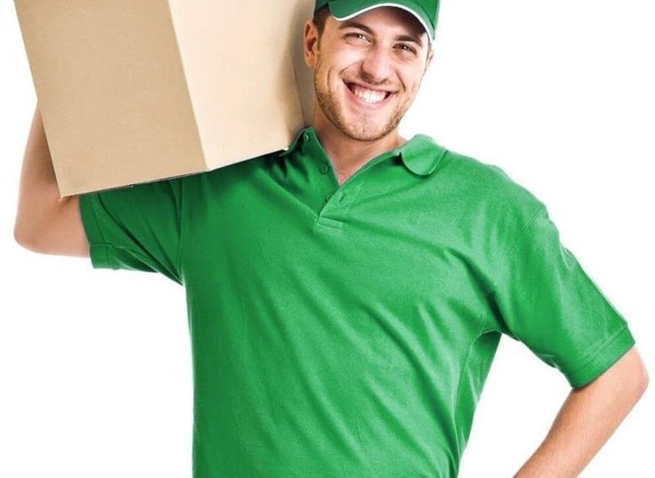 Laundry man pick up some laundry