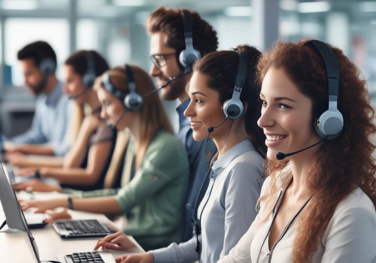 A group of women dressed in military uniforms are operating a vintage telephone switchboard. They are wearing headsets and are focused on connecting calls. The setting appears to be a busy communication center, with rows of desks and lighting fixtures overhead.