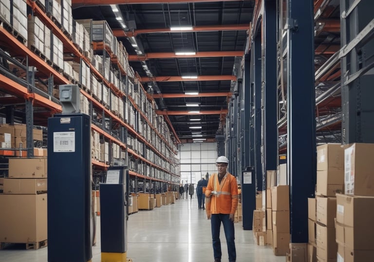 An active RFID tag placed on a logistics package for tracking purposes.