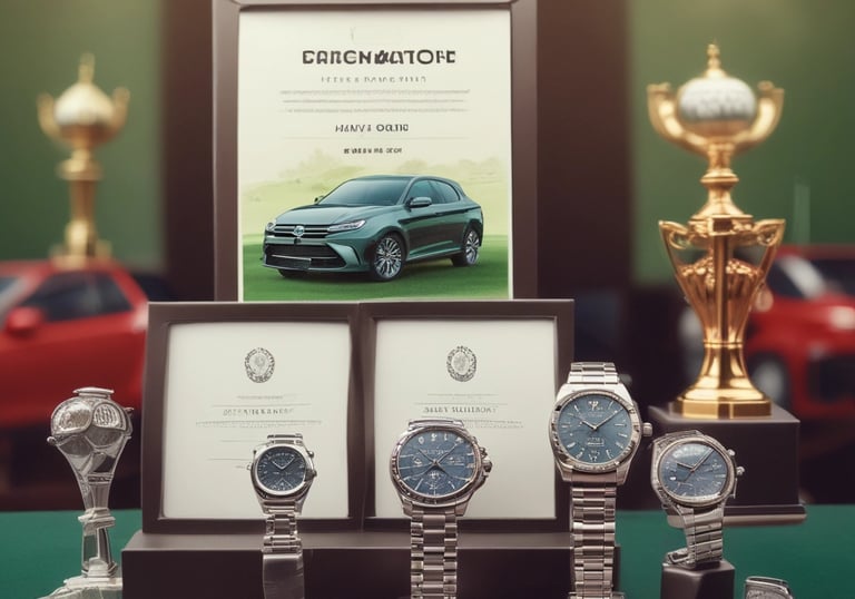 A comfortable golf cart parked beside a scenic Bali golf course with palm trees.