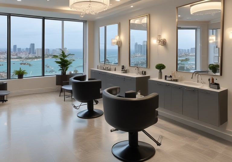 A high end hair salon overlooking the inland water way.