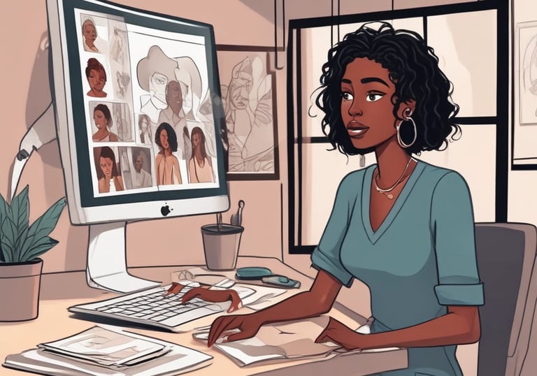 Two individuals are engaged in a collaborative setting. One person is holding a smartphone displaying a website, and the other is seated at a table with a laptop open, showing a job preference page. They seem to be reviewing or comparing information on both devices.