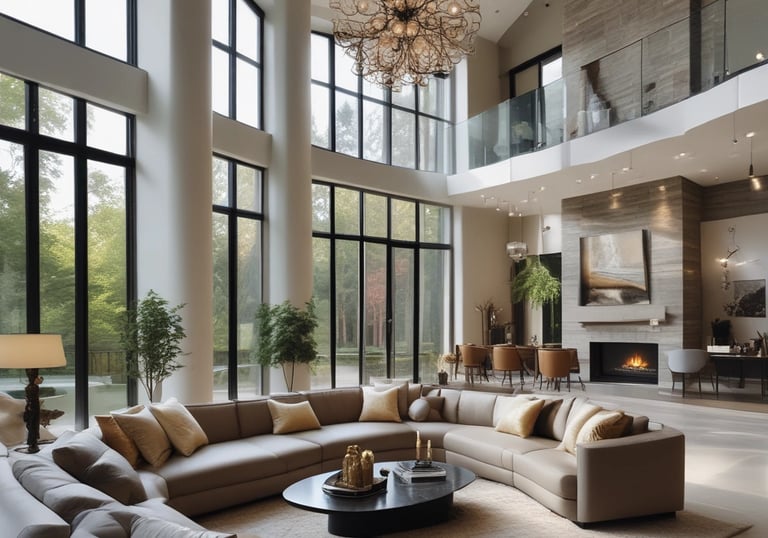 A beautifully designed living room with modern furniture and natural light.