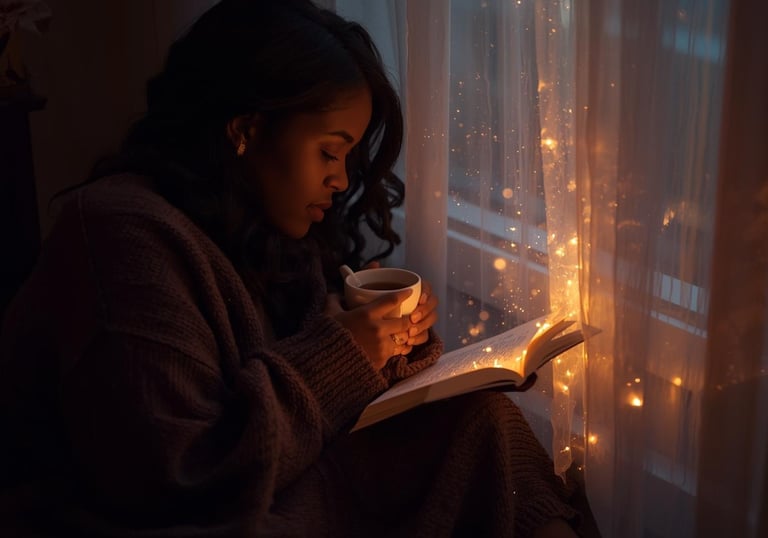 woman reading by the window