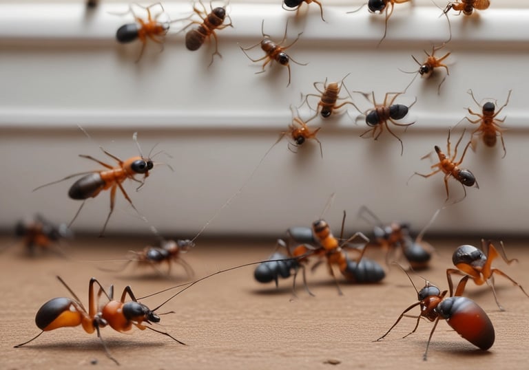 A small green insect with long antennae is perched on a piece of rough, textured wood. The background appears to be a blurred natural setting, likely outdoors, with some greenery visible.