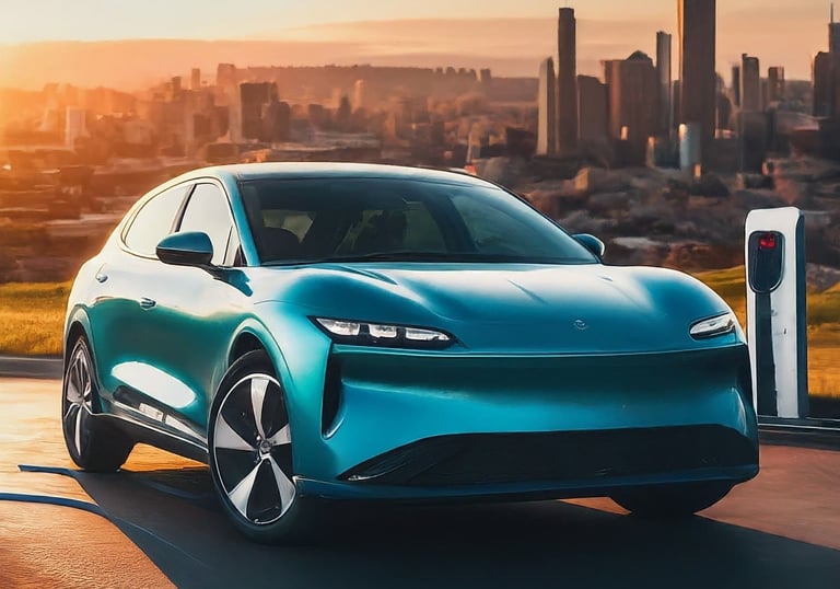 An Electric Car in Lusail, Qatar