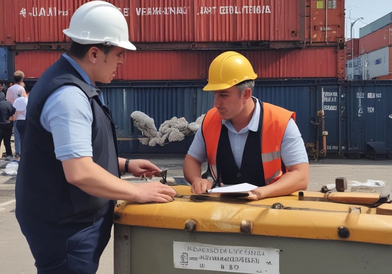 Friendly customer service representative assisting a client at the customs office.