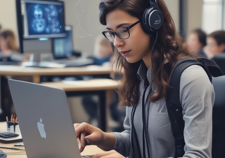 A professional mentor advising a young adult on career options in a bright office.