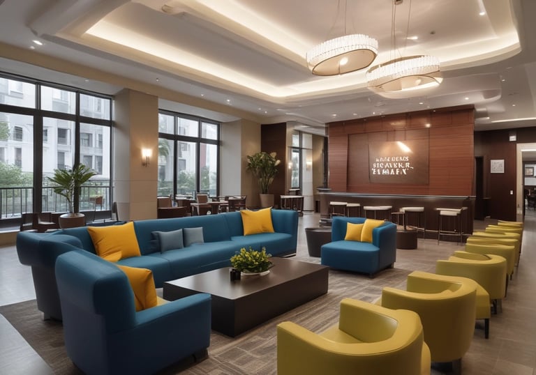 A commercial building lobby gleaming after a thorough cleaning.