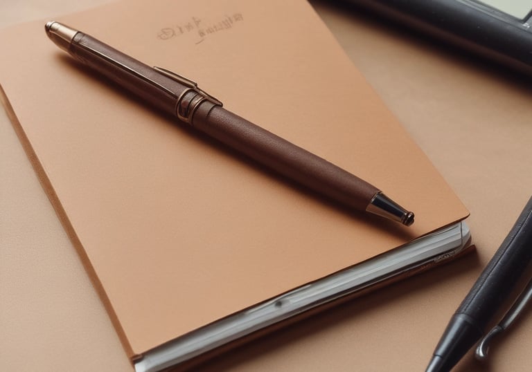 Stylized oak tree logo embossed on a leather-bound financial report.