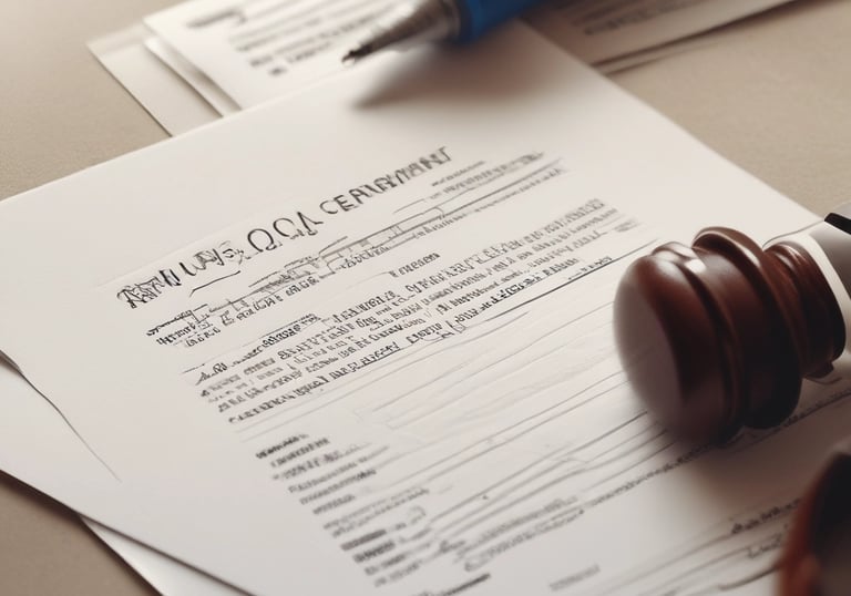 A professional translator working carefully on official documents with a stamp of certification.