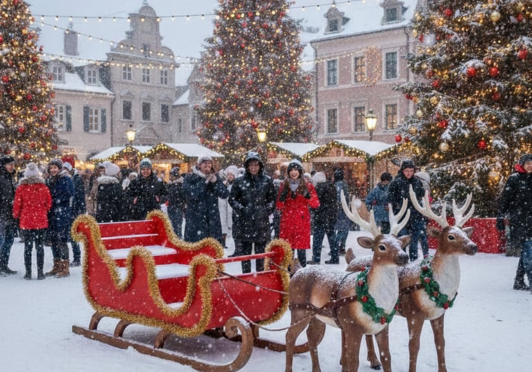 slitta con renne festa di natale