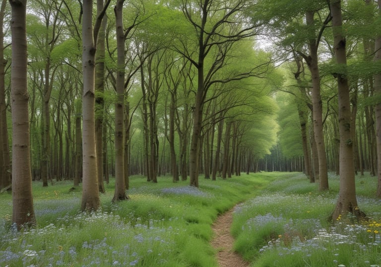 A freshly laid hedge with new shoots growing in a rural setting.