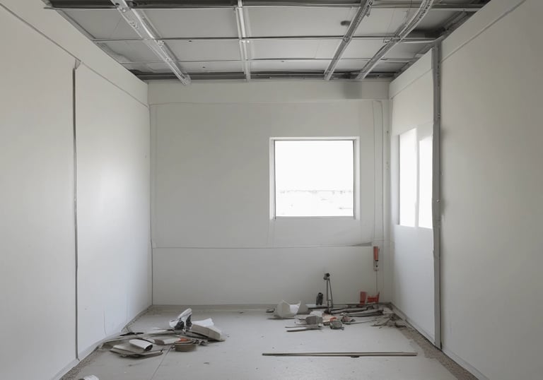 Instructor demonstrating drywall installation techniques to attentive trainees.