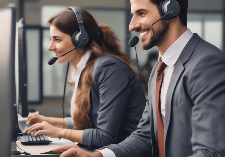 Team reviewing lead generation results on a digital screen.