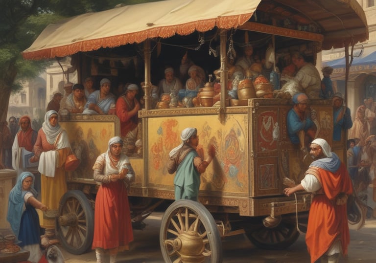 a man riding a skateboard down a street next to tall buildings