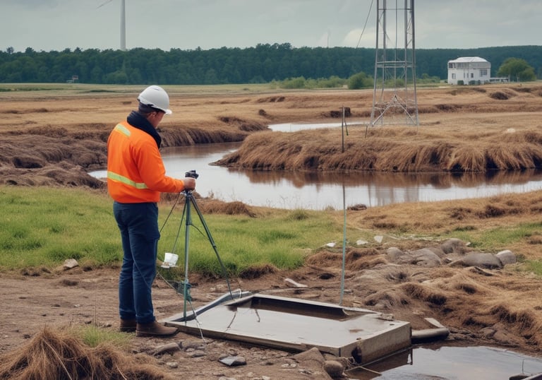 Environmental expert examining soil samples in a natural setting.