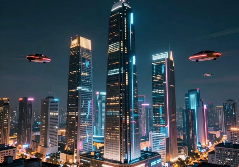 Modern dark mode interface with deep blue and gold accents glowing subtly.