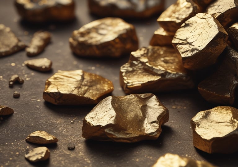 Close-up of miners carefully extracting gold ore from a rich Ugandan mine.