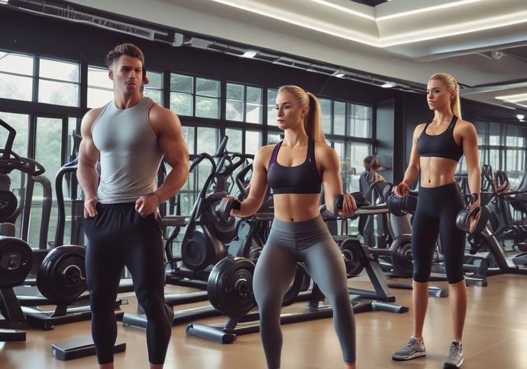 Modern gym with state-of-the-art equipment and large windows.