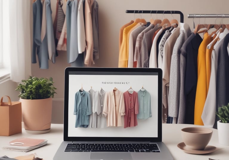 Close-up of a hand clicking a stylish navy blue affiliate link button.