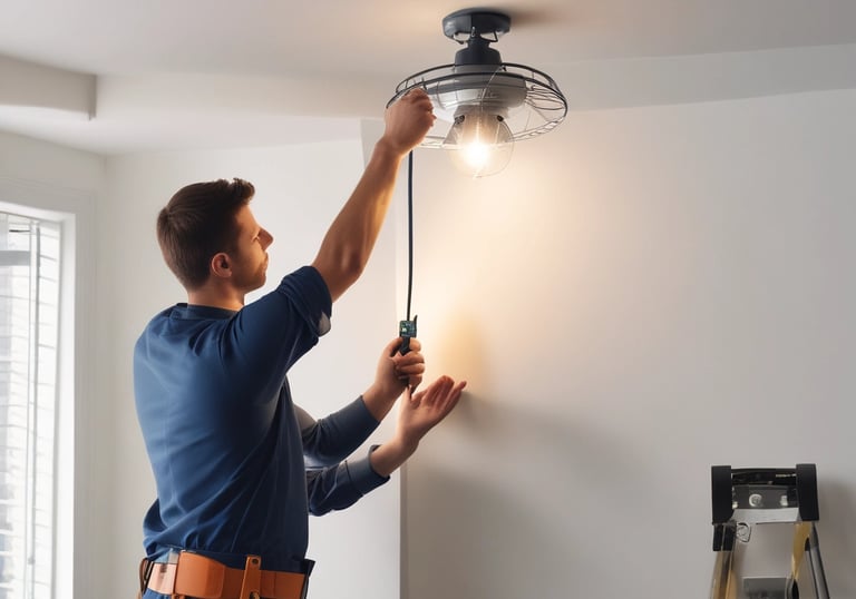A property manager reviewing a checklist while inspecting a sunny rental home exterior.