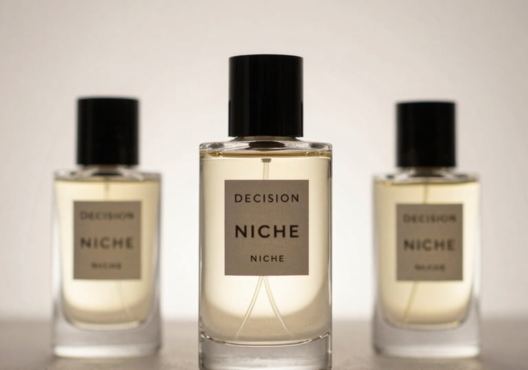 Close-up of hands holding a perfume bottle with Sicilian citrus fruits around.