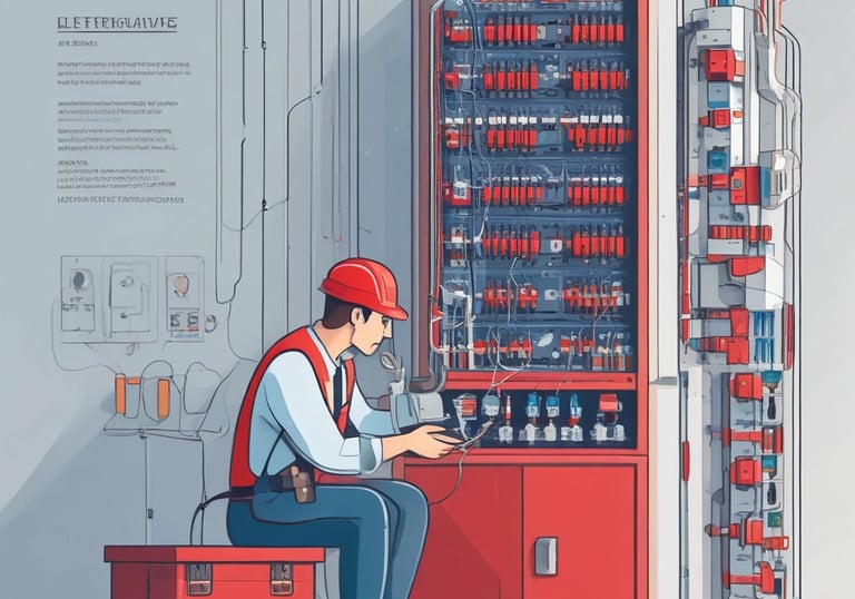 Technician assisting a customer with electrical panel installation and advice.