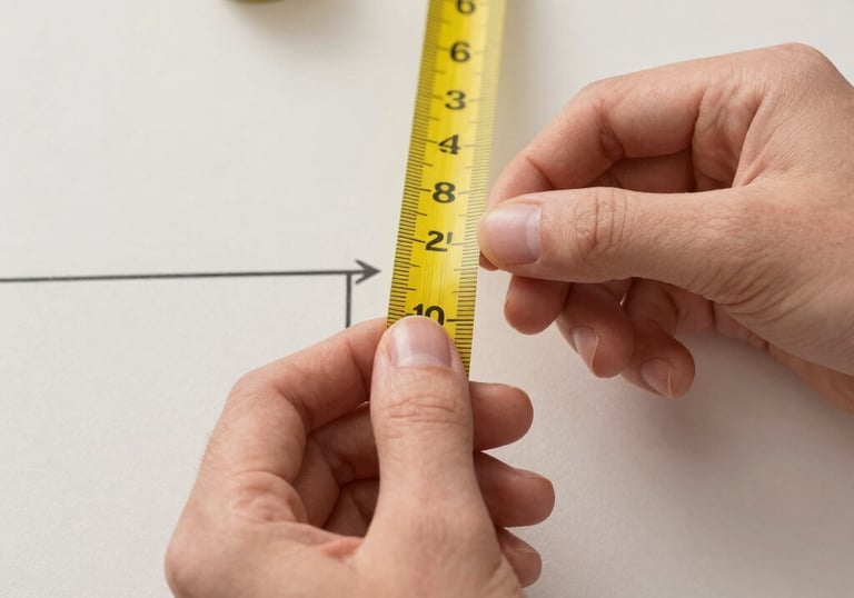 Close-up of hands holding a measuring tape over a shirt fabric.