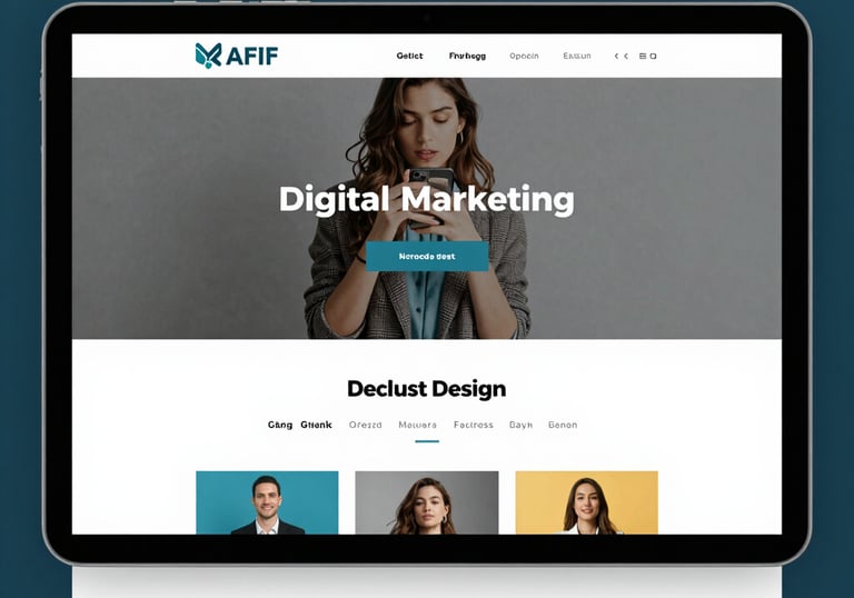 A clean, modern website layout displayed on a laptop screen.